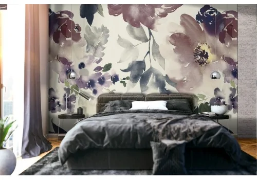 Carta da Parati fiori bianchi natura astratta.