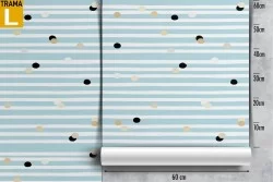 Carta da Parati righe azzurre e pois design moderno.