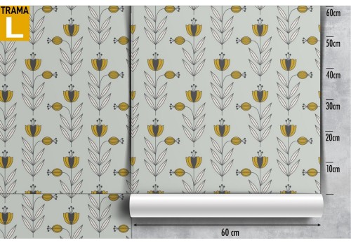 Carta da Parati fiori e piante natura stilizzata pattern. 2