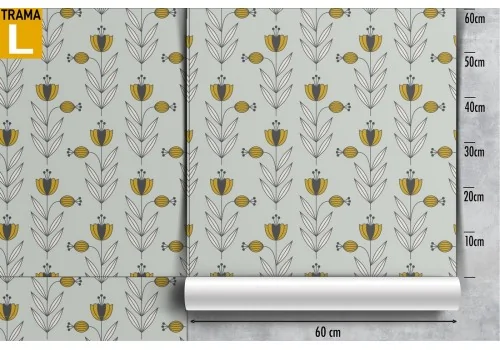 Carta da Parati fiori e piante natura stilizzata pattern. 2