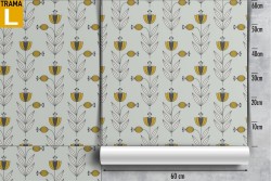 Wallpaper with stylized nature pattern of flowers and plants.