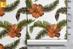 Carta da Parati natura foglie e fiori tropicali.