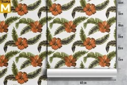 Tropical Nature Flowers Leaves Wallpaper