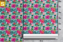 Carta da Parati Design e Stili Flora e Fauna Fiori Foglie Moderna Natura Tropicale