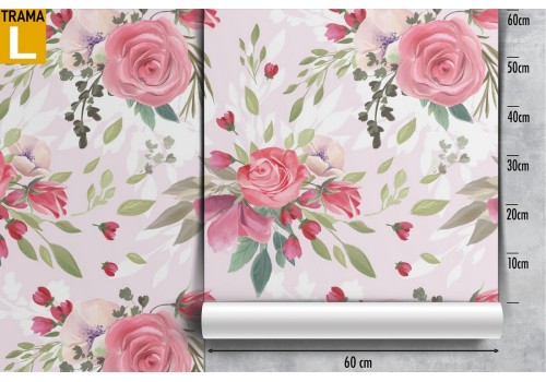 Pink roses nature pattern vintage wallpaper. 2