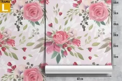 Carta da Parati rose rosa natura pattern vintage.