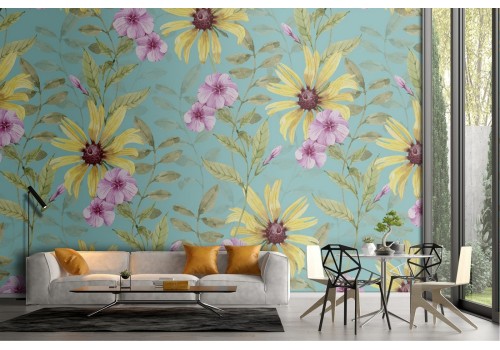 Sunflowers flowers nature pattern wallpaper.