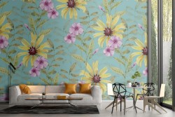 Sunflowers flowers nature pattern wallpaper.