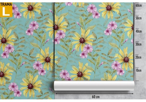 Carta da Parati girasoli fiori natura pattern. 2