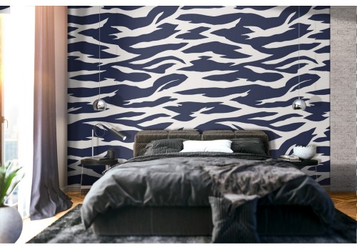 Carta da Parati maculata vintage blu.