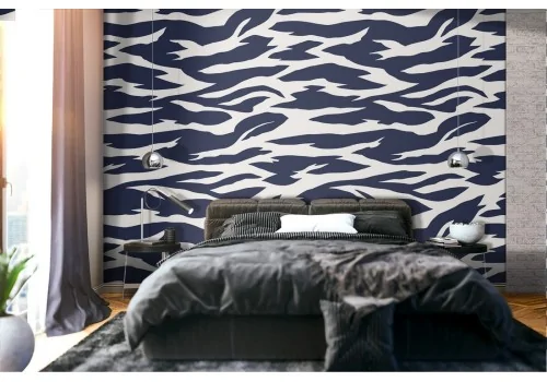 Vintage blue spotted wallpaper.