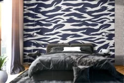 Vintage blue spotted wallpaper.