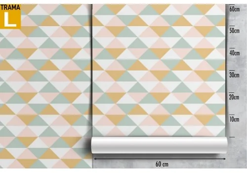 Geometric wallpaper with yellow and green triangles. 2