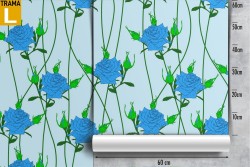 Carta da Parati fiori rose azzurro raffinati natura.