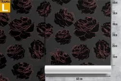 Black flowers nature pattern modern design wallpaper.