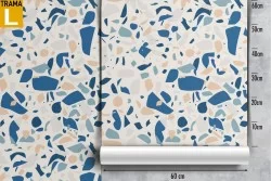 Carta da Parati superficie marmo azzurro e bianco.