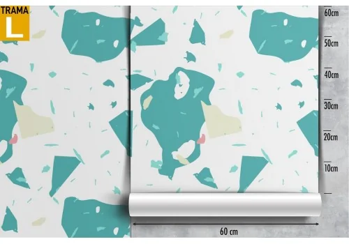 Wallpaper with white and turquoise marble surface. 2