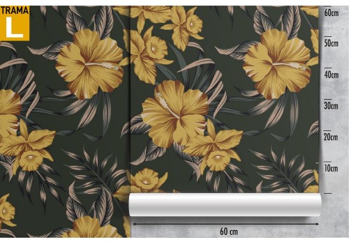 Refined yellow flowers vintage nature pattern wallpaper. 2