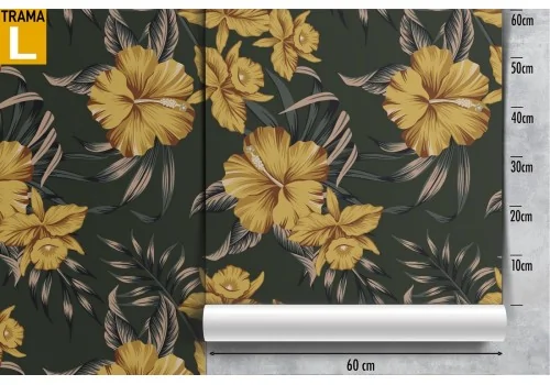 Refined yellow flowers vintage nature pattern wallpaper. 2