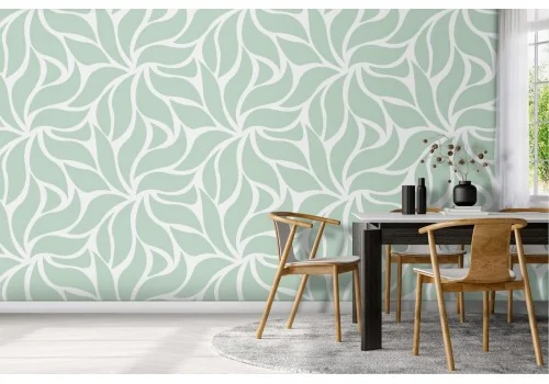 Wallpaper stylized flowers aqua green nature.