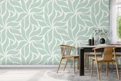 Wallpaper with stylized flowers in aqua green nature.