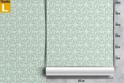 Wallpaper with stylized flowers in aqua green nature.