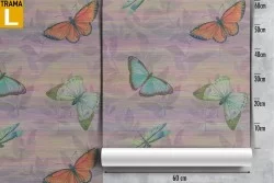 Carta da Parati foglie e farfalle natura pattern.