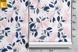 Pink and blue nature leaves wallpaper pattern.