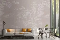 Carta da Parati foglie stilizzate design raffinato natura.