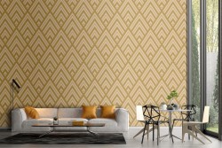 Geometric wallpaper decoration vintage yellow diamonds.