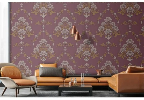 Vintage bordeaux damask wallpaper.