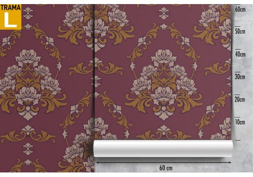 Vintage bordeaux damask wallpaper. 2