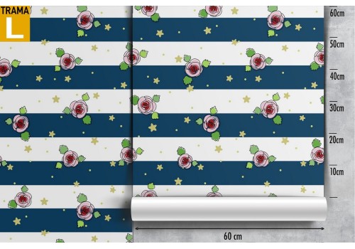 Carta da Parati fiori e righe natura moderna pattern. 2