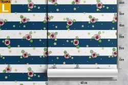 Wallpaper flowers and stripes modern nature pattern.