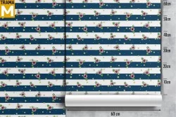 Modern Nature Wallpaper with Flowers, Stripes and Waves