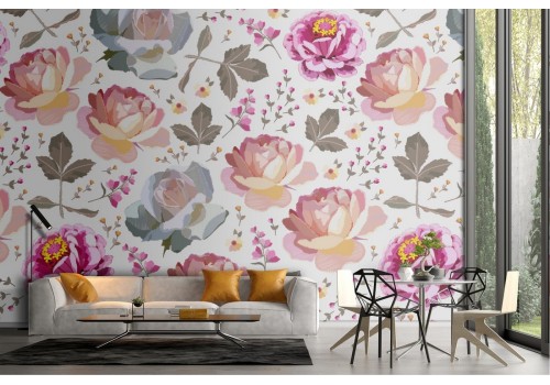 Vintage flower wallpaper nature pink decoration.