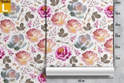 Carta da Parati fiori vintage natura decorazione rosa.