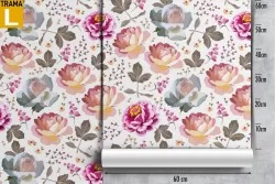 Carta da Parati fiori vintage natura decorazione rosa.