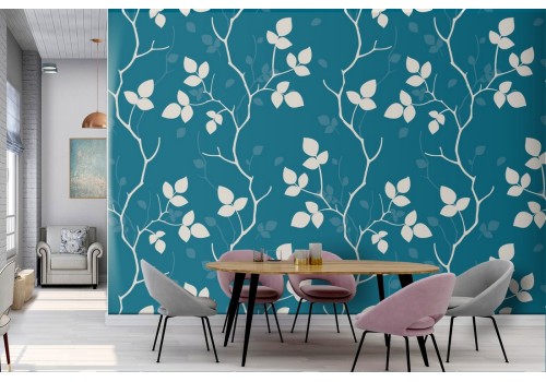 Wallpaper leaves and branches stylized modern nature.