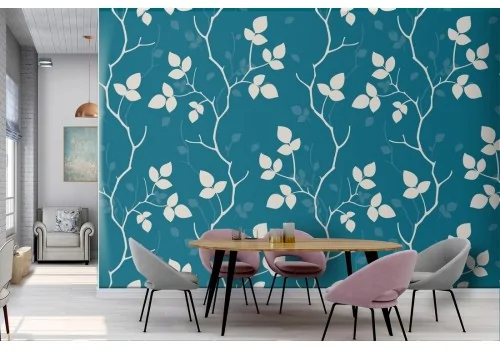 Wallpaper with stylized leaves and branches modern nature.
