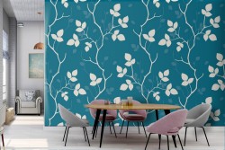 Wallpaper leaves and branches stylized modern nature.