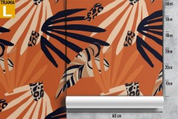 Carta da Parati foglie tropicali natura stilizzata.