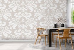 Vintage damask wallpaper in antique pink.