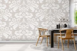 Carta da Parati damasco vintage rosa antico.