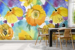Carta da Parati fiori gialli design moderno natura.