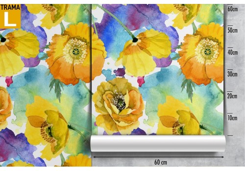 Yellow flowers wallpaper modern nature design. 2