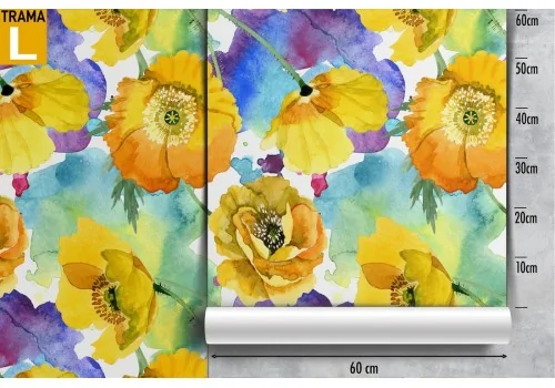 Yellow flowers wallpaper modern nature design. 2