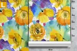 Yellow flowers wallpaper modern nature design.