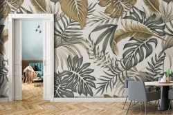 Vintage tropical leaves nature wallpaper.