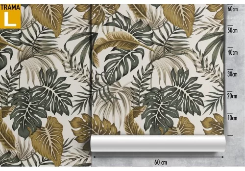 Carta da Parati foglie tropicali vintage natura. 2